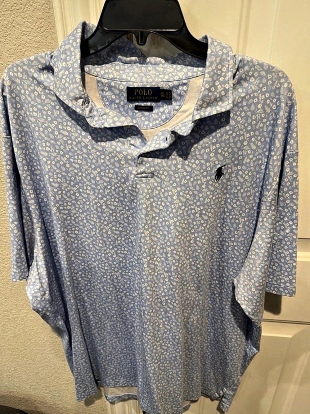 Polo Ralph Lauren Classic Fit Floral Polo Shirt in Blue & White Size XXL Like